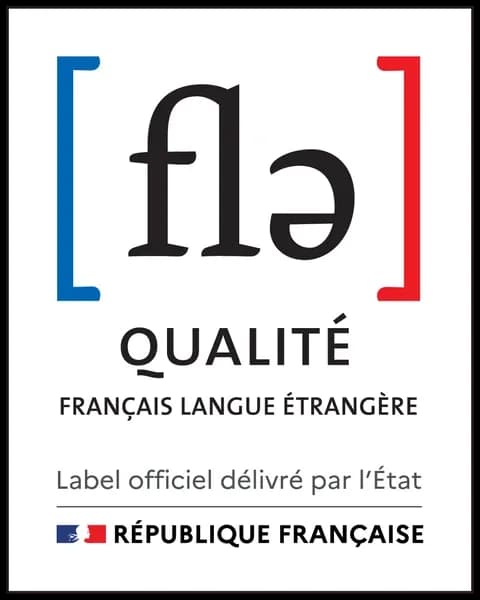 Logo du label Qualité FLE, label officiel délivré par l'État aux centres de français langue étrangère